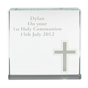 MH-TF070 Cá Nhân Em Bé Làm Lễ Rửa Tội Quà Tặng Khắc Trung Bình Chữ Thập Pha Lê Chặn Giấy - Product Image 2