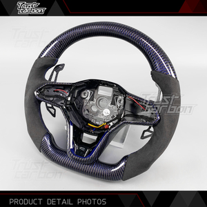 Volant sport en fibre de carbone bleu twill personnalisé pour Volkswagen Golf MK8 Passat 2020-2025 GTI GTD GLI ID4 Tera T-ROC - Product Image 3