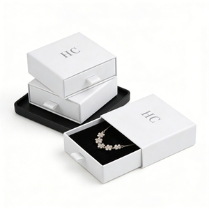 Classic Bracelet Box Minimalist Design Rigid <b>Drawer</b> Jewelry Gift Box Flocking <b>Insert</b> Foil Stamping Custom Logo Factory Wholesale - Product Image 1