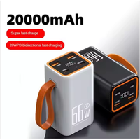 Power Bank Portabel 66W Pengisian Cepat, Daya Kuat, Layar Digital, Pegangan, Layar LED untuk Ponsel dan Tablet