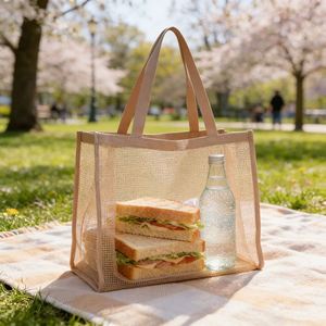 <b>Large</b> Capacity Nylon Tote Transparent Mesh Shopping <b>Beach</b> <b>Bag</b> for Swimming Dance Fitness Daily Use - Product Image 3
