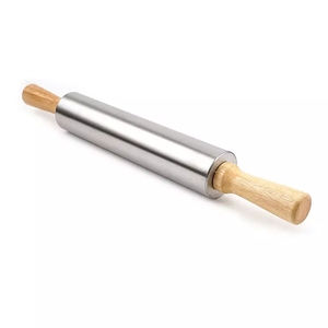 Mattarello antiaderente in acciaio inossidabile manico in legno utensili per la cottura <span class=keywords><strong>Pasta</strong></span> fondente mattarello - Product Image 1