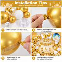 Kit de Décoration de Fête Islamique avec Ballons en Latex, Arche Eid Mubarak, Arche en Aluminium Motif Lune et Étoile, Toile de Fond Motif Château
