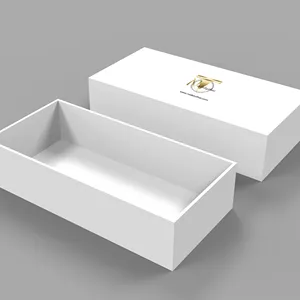 Logotipo personalizado branco vazio tampa e base presente caixas papel embalagem 2 peças caixa rígida