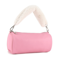 Sac baril pour femme, mini sac à main en fourrure de mouton, sac à bandoulière avec chaîne, 7 couleurs, vente en gros, personnalisation OEM, usine