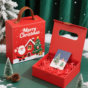 Coffret cadeau veille de Noël rouge pour écharpe gants thermos flacon emballage dossiers durables matériaux recyclés parfait Noël - Product Image 4