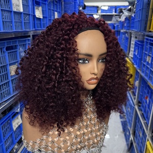 99j # PIXIE xoăn lật hơn một nửa tóc giả với dây rút có thể điều chỉnh nguyên Ấn Độ 100% tóc con người glueless thoáng khí Máy xoăn tóc giả - Product Image 2