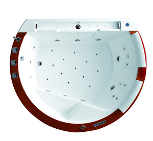 Baignoire autoportante avec panneau de commande de massage, bain à remous haut de gamme <span class=keywords><strong>Balneo</strong></span> avec bois de teck - Product Image 3
