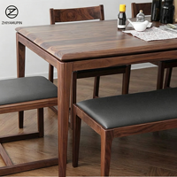 Table à manger nordique en bois massif, style moderne et minimaliste, plateau en chêne rouge ou noyer noir, 1,8 mètre, rectangulaire, design personnalisable, sans finition
