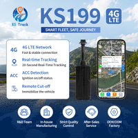 Traceur GPS KS199 4G+2G pour voitures et motos - Fixation sur pare-brise, compatible SDK, contrôle à distance, protection contre l'arrêt du moteur