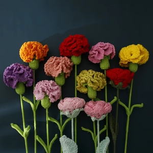 Bouquets de fleurs tissés à la main avec des œillets au crochet et des produits artificiels, exquises créations pour la Fête des Mères - Product Image 1