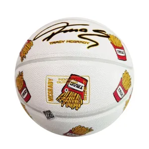 Personalizado 29.5 "PU Couro Inflável Basquete Bola Branca De Alta Qualidade para Tamanho Oficial Exterior e Interior