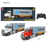 2.4G 1:14 5CH Télécommande Semi Remorque RC Conteneur Camion Transporteur Électrique avec Lumière pour Enfants Adultes Chargeur Inclus