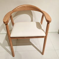 Fauteuil demi-lune en bois massif Source Factory, chaise de bureau à coussin moelleux pour la maison, le bureau, la chambre à coucher, la salle à manger