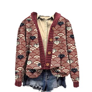 Nouveau Manteau Tricoté Décontracté à Boutons pour <span class=keywords><strong>Femme</strong></span>, Motif Floral Imprimé Numérique 3D, Style Cardigan, Faux <span class=keywords><strong>Pull</strong></span>, Collection 2026, Commerce International <span class=keywords><strong>AliExpress</strong></span> - Product Image 5