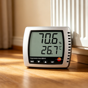 Testo 608-H1 Moniteur de Climat Intérieur Double Utilisation (Bureau et Mur) avec Affichage Minimale, Calcul du Point de Rosée et Grand Écran LCD - Product Image 1