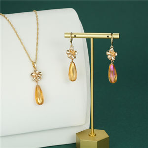 Nuevo Juego de Joyería de 18K de Collar y Aretes con Gota de Agua Grande de Samoa al por Mayor Collar de Cristal de Hawái - Product Image 2