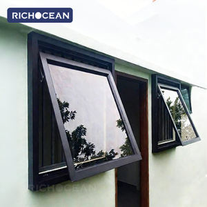 Fenêtres <span class=keywords><strong>à</strong></span> auvent en aluminium noir <span class=keywords><strong>à</strong></span> économie d'énergie RICHOCEAN, fabrication directe d'usine, double vitrage Low-E, fenêtre <span class=keywords><strong>à</strong></span> battants - Product Image 1