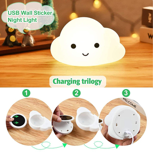 Dễ thương hình dạng đám mây dẫn đêm đèn cho phòng ngủ Plug-in cảm biến thông minh tường ổ cắm tủ quần áo tự động cảm ứng phòng khách trang trí - Product Image 5