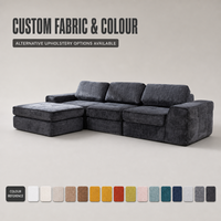 Canapé modulaire sectionnel avec ottoman, couleur de tissu personnalisée, canapé d'angle rembourré en chenille pour salon, projet hôtelier