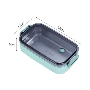 Hoge Kwaliteit Milieuvriendelijke Food Grade Schoonmaakartikelen Promotionele Rvs Kleurrijke Plastic Bento Lunchbox Draagbare