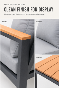 Conçu pour les terrasses de villas privées, ce salon de jardin est doté d'un cadre en aluminium et de des coussins résistants à l'air salé. - Product Image 4