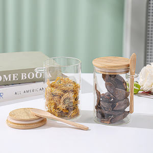 Pot en verre de 450 ml, accessoires de cuisine, réservoir de stockage hermétique en borosilicate, contenants en verre biodégradables pour aliments avec couvercle en bambou et cuillère - Product Image 4