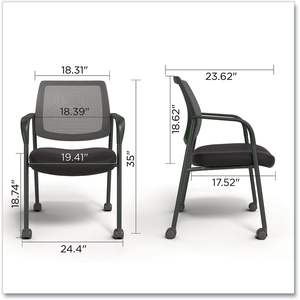 Sillón de invitados contemporáneo negro con respaldo de malla y diseño plegable - Product Image 2