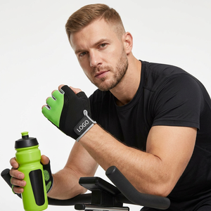 Unisex Summer Half-Finger Cycling <b>Gloves</b> Custom High Quality <b>Leather</b> Breathable Lightweight Racing Touchscreen Hook Loop Closure - Product Image 1