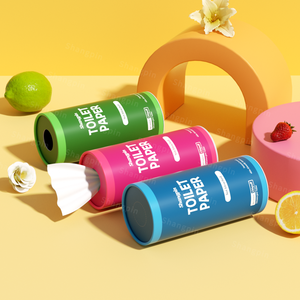 Boîte à mouchoirs cylindrique biodégradable avec design imprimé personnalisé, tube de mouchoirs en papier pour voiture, pour la promotion d'événements et les cadeaux - Product Image 1