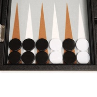 15-Zoll Backgammon-Set mit Reise-Lederimitat-Tragetasche Schwarzes Leder-Backgammon-Spielset