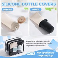 Kit de bouteilles de voyage en silicone rechargeables approuvées par la TSA, anti-fuite, 60 ml/90 ml, avec étui portable, ensemble de voyage écologique