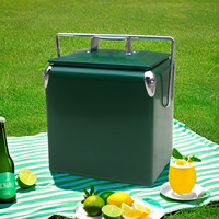 Glacière à bière en fer rouge 13L, écologique, étanche, vintage, isolée, rigide, portable, en métal, pour pique-nique en plein air ou à la plage