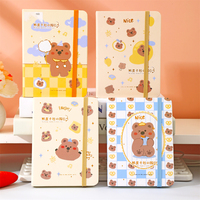 Carnet A6 à couverture rigide 103x137mm 80GSM 100 feuilles lignées Motif Ours Mignon Bande Élastique 216 pièces/carton Vente en Gros