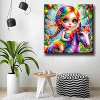 Fille Fée à Cheval Peinture Diamant Véritable Fabricant Broderie Diamant Art Mural Faible MOQ Photo Personnalisée ASF3085