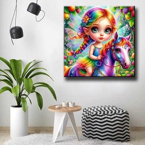 Dipinto Diamantato Ragazza Fata a <span class=keywords><strong>Cavallo</strong></span>, Ricamo Diamantato, Arte Murale, Produttore Originale, MOQ Basso, <span class=keywords><strong>Foto</strong></span> Personalizzata ASF3085 - Product Image 2
