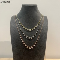 Collier chaîne dégradée en argent S925 avec moissanite, plaqué or, couleur D, scintillant et délicat, idéal comme cadeau pour femme - Vente en gros