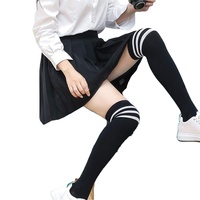 Bas de cuisse opaques extra longs pour femmes Chaussettes à triple rayure
