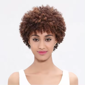 Peluca brasileña Rebecca, peluca corta rizada virgen, venta completa para mujeres negras, pelucas cortas sin frente de encaje, pelucas de cabello humano de Color Natural - Product Image 2