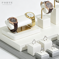 Présentoir à bijoux multifonctionnel FORTE en cuir PU pour comptoir et vitrine, ensemble personnalisé