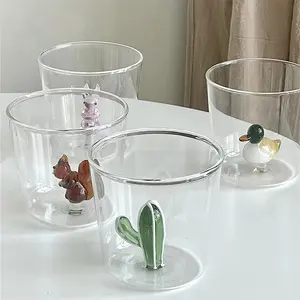 Plantes mignonnes croisées lunettes de forme tridimensionnelle étrange animaux tasses à café au lait créatives en stock