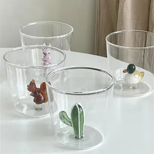 Piante carine transfrontaliere strane forme tridimensionali occhiali animali tazze da caffè creative al latte in stock