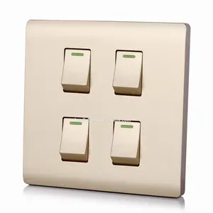 250v 12v wall gang switch SKD dc 86 model switch wall gold color 4 gang 1 way 2 way gold light switch