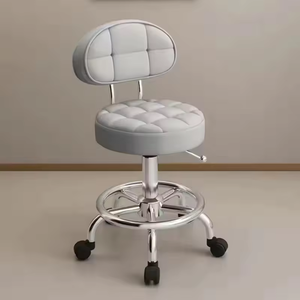 Taburete de Belleza Metálico Ajustable para Salón de Belleza, Peluquería y Barbería, Silla Redonda con Cuero Sintético y Material de Hierro - Product Image 2