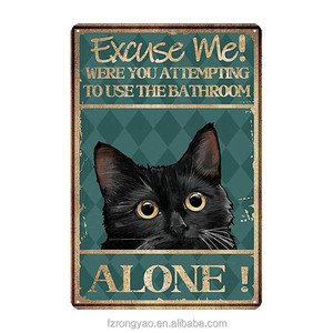 Letrero Decorativo de Metal <span class=keywords><strong>con</strong></span> Diseño de Gato Negro, Divertido Regalo para Baño, Cocina u Oficina, Estilo Vintage - Product Image 5