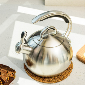 Bouilloire en acier inoxydable poli de qualité supérieure pour induction et gaz, ronde, pour camping et pique-nique, avec poignée isolée K - Product Image 5