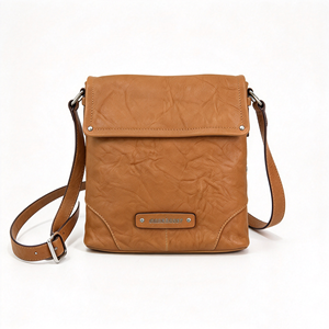 Sac bandoulière rétro en similicuir froissé avec rabat, plaque décorative en métal et sangle réglable – Sac à main décontracté - Product Image 2