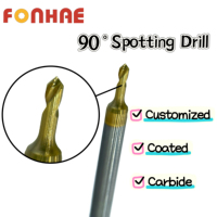 90 °   Foret de centrage en carbure revêtu de Ti, taille personnalisée, pour positionnement de trous CNC, usinage OEM, vente en gros