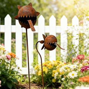 Piquets de jardin en métal en forme de Piège à mouches de Vénus, 31 pouces, thermolaqués, résistants aux intempéries, faits à la main, pour plantes carnivores, décoration extérieure de jardin, faciles à installer - Product Image 1