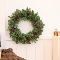 Couronne de Noël Ronde en Bois et PVC, 35/40 cm, Prête à Poser sur Porte pour Décoration de Noël - Meilleure Vente